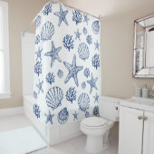 Rideau de douche Marine Motif Seashell bleu marine (En situation)