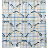 Rideau de douche - Marlins bleus sur plaid (Devant)