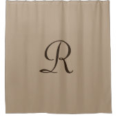 Rideau de douche marron clair avec monogramme marr (Devant)