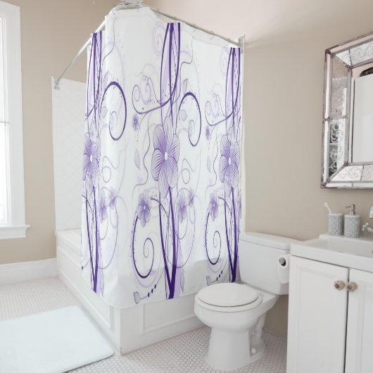 Rideau de douche mauve Miriam (En situation)