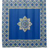 Rideau de douche médaillon bleu et or (Devant)