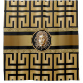 Rideau de douche Medusa Noir & Or de luxe (Devant)