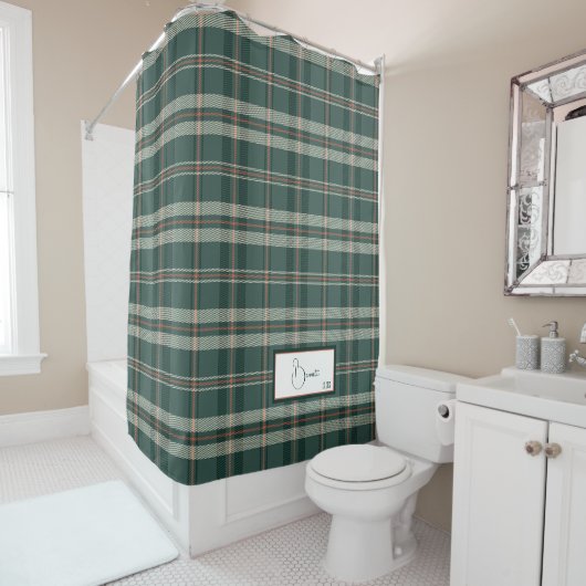 Rideau de douche Modern Plaid Juniper (En situation)