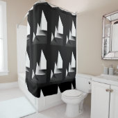 Rideau de douche moderne classique noir et blanc (En situation)