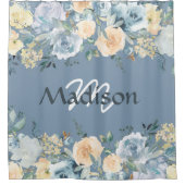 Rideau de douche Monogramme Rose Bleu tendance (Devant)