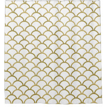 Rideau de douche Motif Gold et White Sea