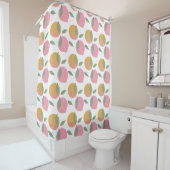 Rideau de douche motif pêche orange rose (En situation)