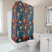 Rideau de douche Motif spatial (En situation)