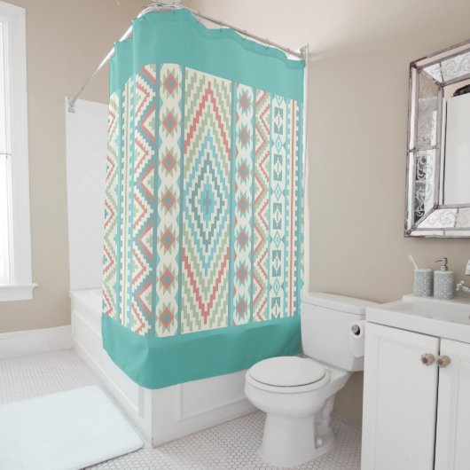 Rideau de douche/Motif tribal aztèque (En situation)