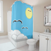 Rideau de douche - Mouettes en vol (En situation)