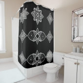 Rideau de douche noir blanc et gris (En situation)