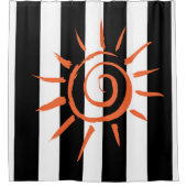Rideau de douche Noir et blanc Bande orange étoile (Devant)