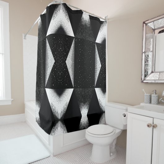 Rideau de douche noir et blanc de luxe Style 2 (En situation)