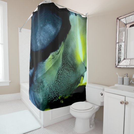 Rideau de douche noir et jaune | Moderne/Masculine (En situation)