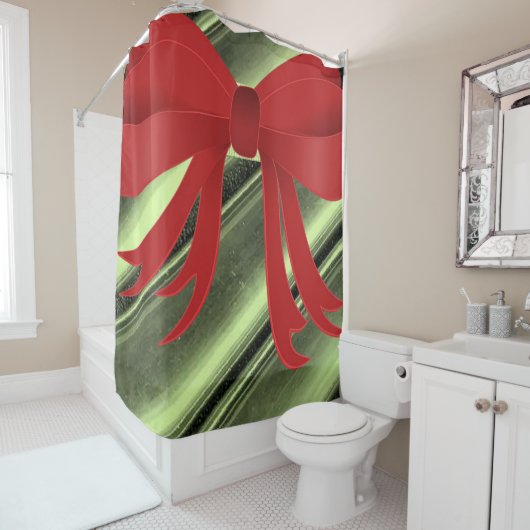 rideau de douche noir vert arc rouge (En situation)