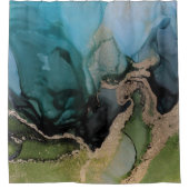 Rideau de douche noir vert sarcelle dramatique (Devant)