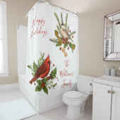 Rideau de douche Oiseaux de Noël (En situation)