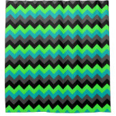 Rideau de douche Ombre noir vert Chevrons (Devant)