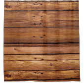 Rideau de douche orange en bois rustique (Devant)