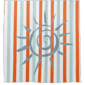 Rideau de douche orange et bleu bande bleue Star (Devant)