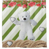 Rideau de douche Ours en Teddy Blanc Floral (Devant)