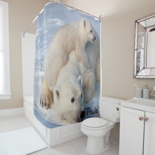 Rideau de Douche Ours Polaires (En situation)