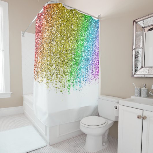 Rideau de douche pailleté arc-en-ciel Snowcone (En situation)