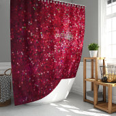 Rideau de douche pailleté rouge scintillant