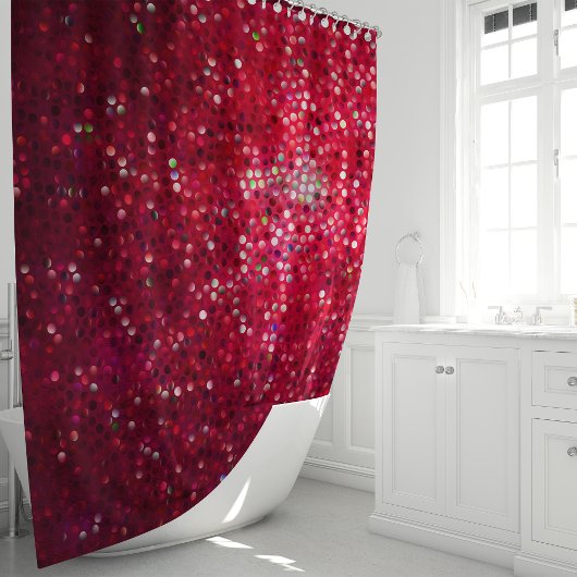 Rideau de douche pailleté rouge scintillant