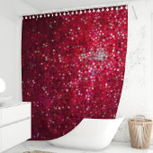 Rideau de douche pailleté rouge scintillant