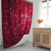 Rideau de douche pailleté rouge scintillant