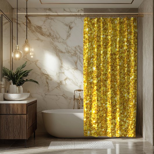 Rideau de douche paillettes dorées