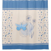 Rideau de douche papillon bohème et botanique (Devant)