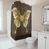 rideau de douche papillon en or (En situation)