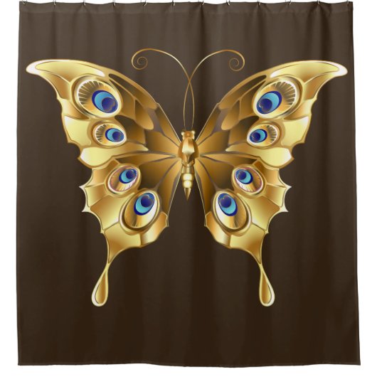 rideau de douche papillon en or (Devant)