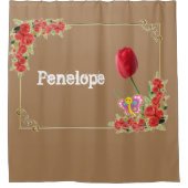 Rideau de douche Papillon floral Monogramme beige (Devant)