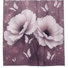 Rideau de douche papillon floral violet