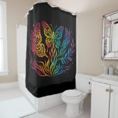 Rideau de douche papillon multicolore (En situation)