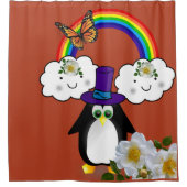 Rideau de douche Papillon pingouin floral arc-en-c (Devant)