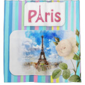 Rideau de douche Paris France Bleu (Devant)