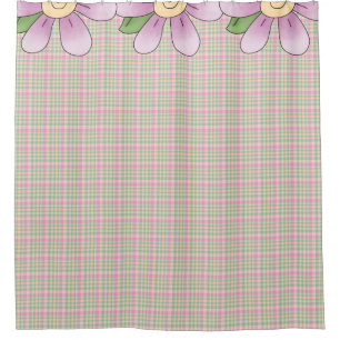 Rideau de douche Pastel Plaid et Fleurs
