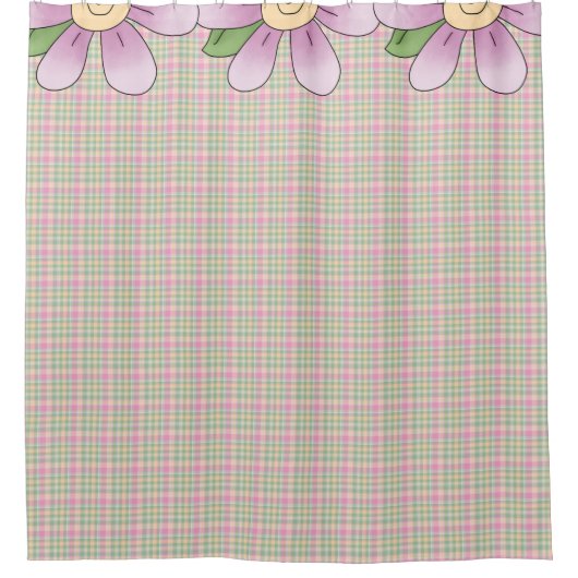 Rideau de douche Pastel Plaid et Fleurs (Devant)