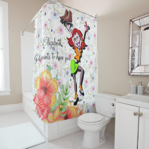 Rideau de douche Patinage floral Amusez-vous
