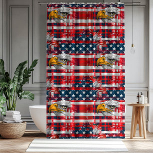 Rideau de douche patriotique Aigle & Drapeau Style