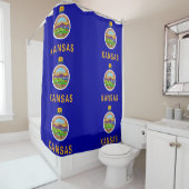 Rideau de douche patriotique avec drapeau du Kansa (En situation)