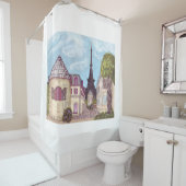 Rideau de douche paysage d'inspiration Paris Eiffe (En situation)