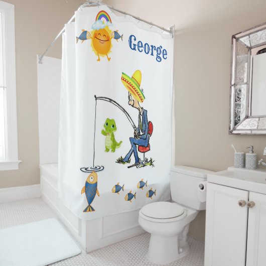 Rideau de douche Pêcheur Pêcheur Alligator de pois (En situation)