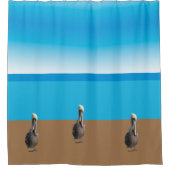 Rideau de douche - Pélicans sur la plage (Devant)