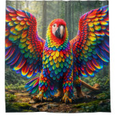 Rideau de douche perroquet ara macaw plume arc-en- (Devant)