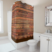 Rideau de douche personnalisable aspect bois rusti (En situation)